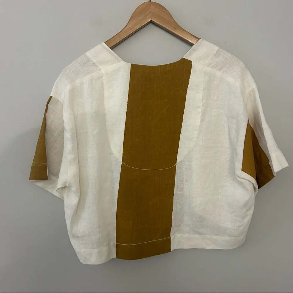 NANCYSTELLASOTO Nancy Stella Soto SLSS Linen Blouse in Brown White - Picture 6 of 6
